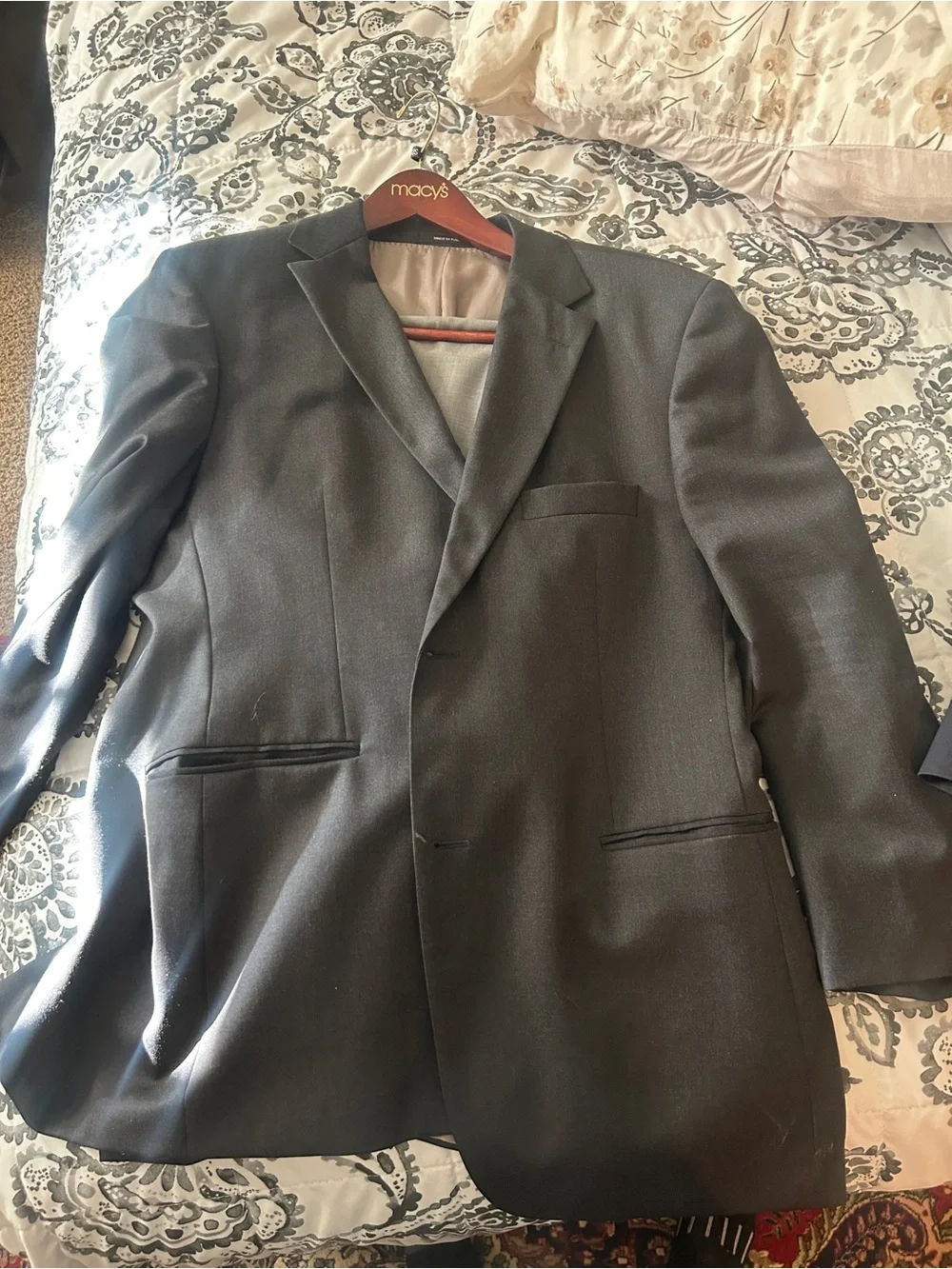 Hugo Boss Charcoal Gray Single-Breasted Suit Jacket